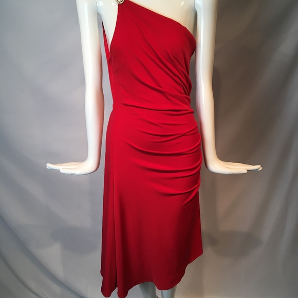 single diamond strap red cocktail dress - Picture 1 of 5